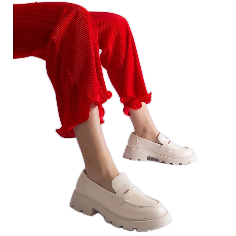 Béžové dámské mokasíny z eko kůže béžový