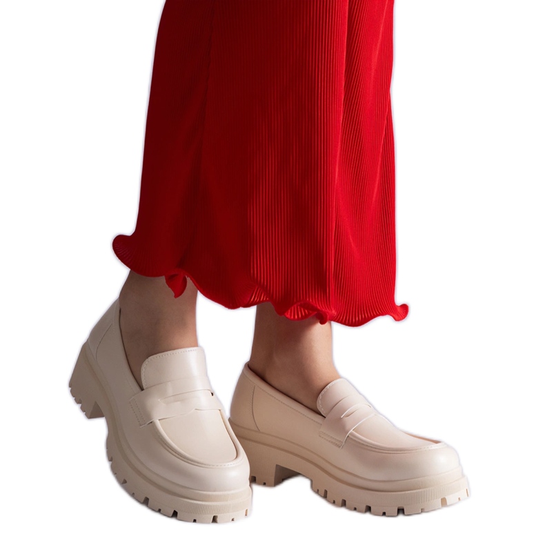 Béžové dámské mokasíny z eko kůže béžový