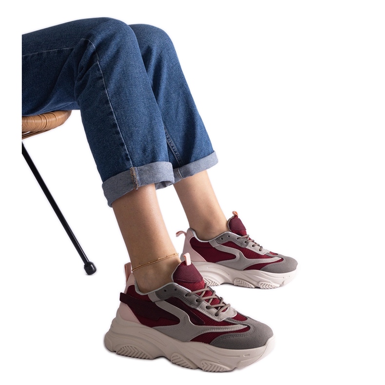 Vínové a šedé dámské tenisky červené Vínové a šedé dámské tenisky červené