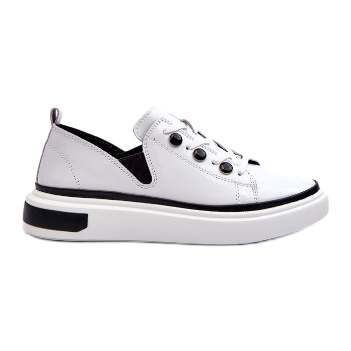 S.Barski Kožená lakovaná ženská sportovní bota LR535 bílá bílý