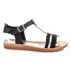 Licean Ploché sandály s přezkou černý