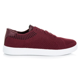 Ideal Shoes Dámské kaštanové tenisky červený