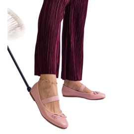 Růžové baleríny s elastickým pásem a dekorativním lukem růžový Růžové baleríny s elastickým pásem a dekorativním lukem růžový