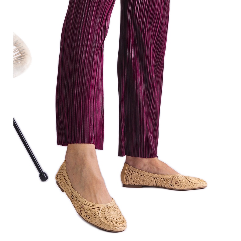 Béžové pletené balerínky béžový