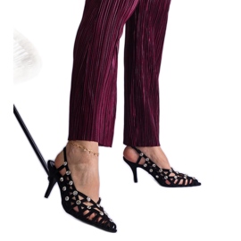 Černé sandály pletené kameny černý