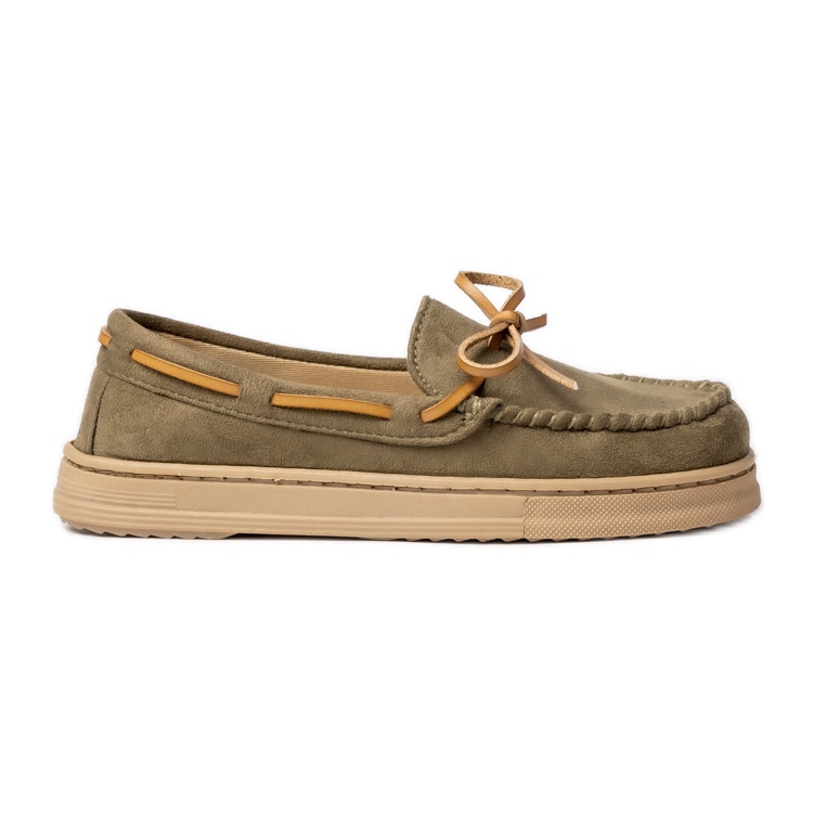 Dámské zelené semišové mokamaty s lukem zelená