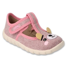 Befado Animals Children's Stippers 627P002 Pink růžový Befado Animals Children's Stippers 627P002 Pink růžový