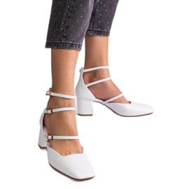 Bílá čerpadla na sloupu s sponami bílý