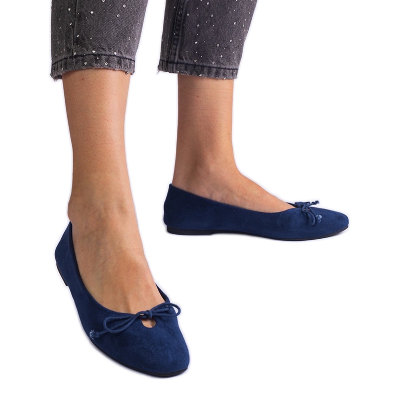Navy Blue Ballerinas s dekorativním lukem modrý Navy Blue Ballerinas s dekorativním lukem modrý