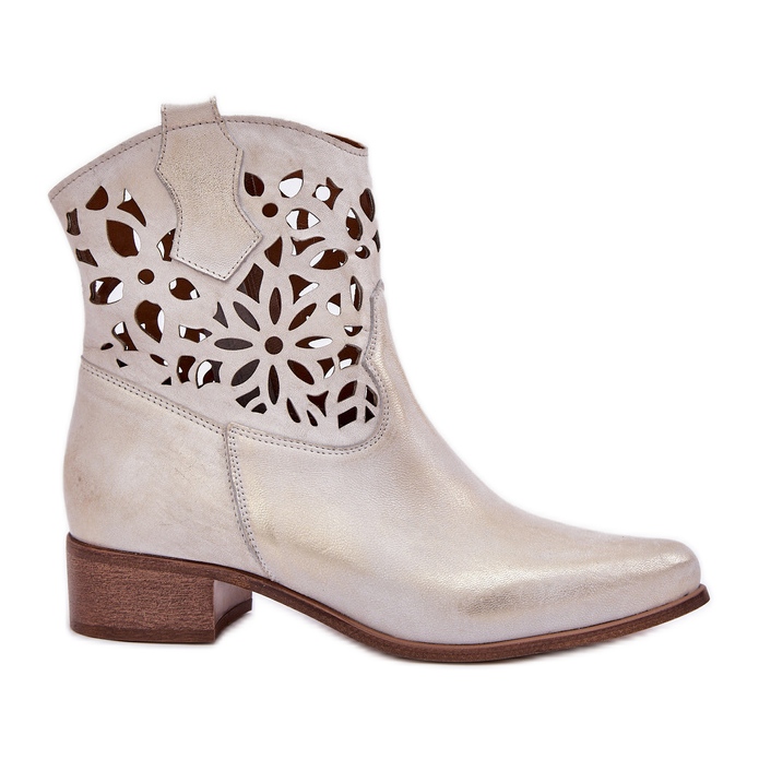 Zazoo 3404 Otevřené boty s nízkopolířenou koženou koženou otřetou zlatý Zazoo 3404 Otevřené boty s nízkopolířenou koženou koženou otřetou zlatý