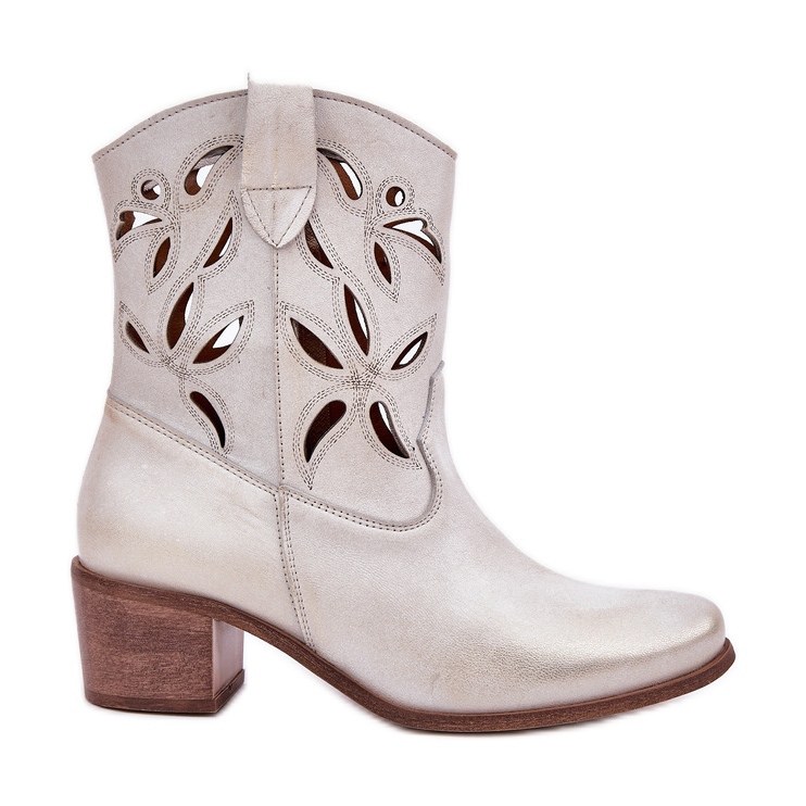 Otevřená kožená vysoká podpatky zazoo 3621 Zloty otře zlatý