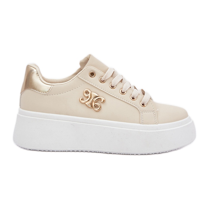 Dámské tenisky na platformě Beige a Gold béžový Dámské tenisky na platformě Beige a Gold béžový