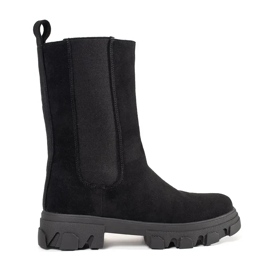 Black Suede Chelsea Boots černý