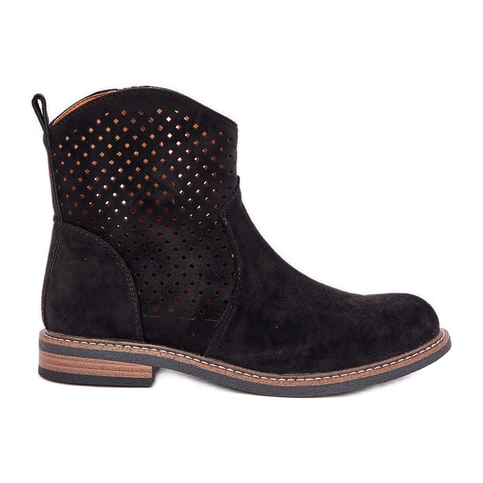 Black Openwork Boots černá