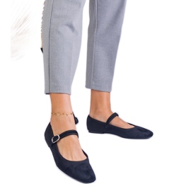 Černé baleríny s pásem a čtvercovým nosem černý