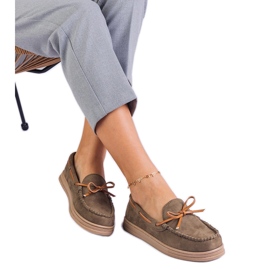 Zelené dámské mokasíny z Ekozamsz s lukem zelená