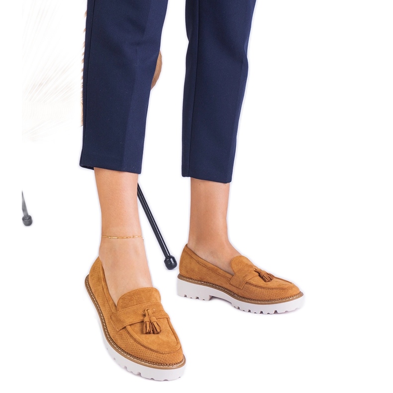 Hnědé dámské mokasíny z Ekozamsz s okraji hnědý Hnědé dámské mokasíny z Ekozamsz s okraji hnědý