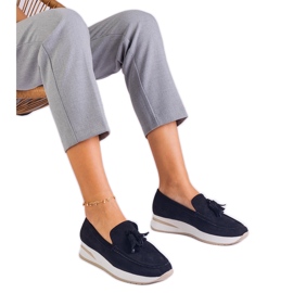 Black Dámské mokasíny na platformě s okraji černý