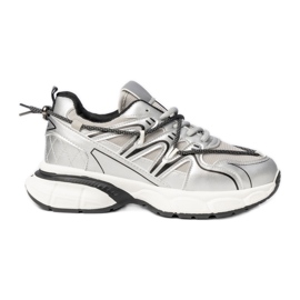 Dámské stříbrné tenisky na platformě stříbro