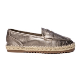 Dámské kovové mokasíny Espadrilles hnědý