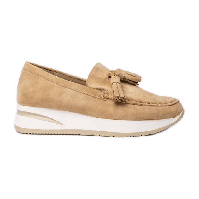 Dámské mokasíny s béžovými tkaninami