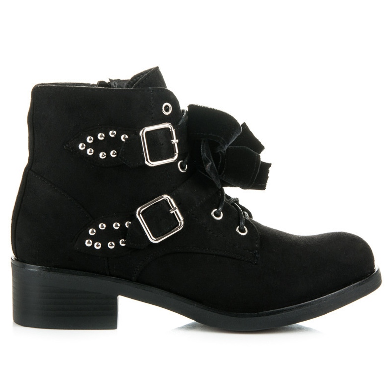 Ideal Shoes Kozačky s mašličkami černá