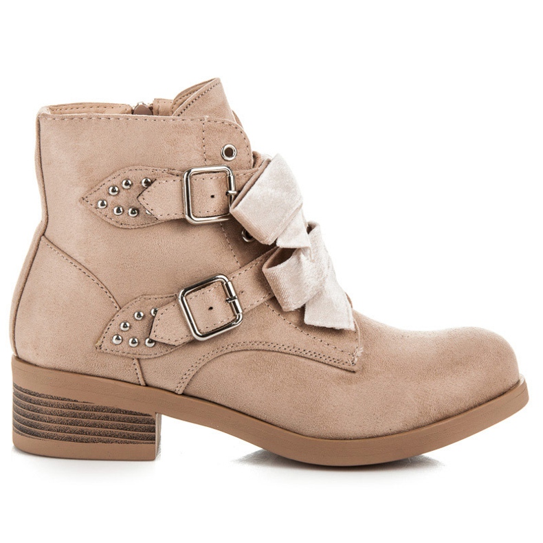 Ideal Shoes Kozačky s mašličkami hnědý