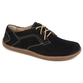 Olivier Minimalistické kožené boty naboso 1082 Black Nubuk černý