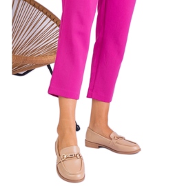 Béžové dámské mokasíny se zlatou dekorací a zirkony béžový