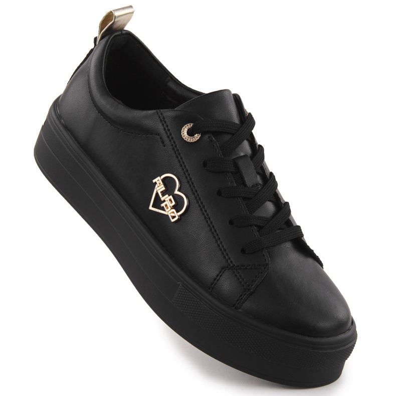 Dámské kožené boty na platformě Czarne Filippo 3533 černá Dámské kožené boty na platformě Czarne Filippo 3533 černá