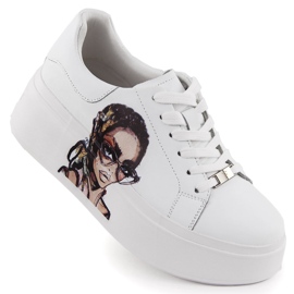 Dámské kožené boty na platformě White Filippo 6207 bílý