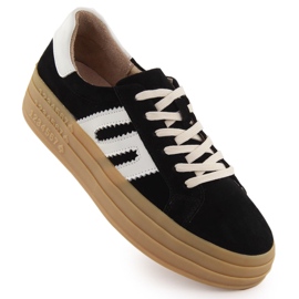 Kožené boty na černé platformě Filippo 6744 černý