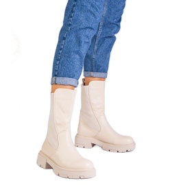 Béžové boty s vložkou materiálu béžový Béžové boty s vložkou materiálu béžový
