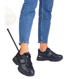 Tenisky černé žen zdobené třpytem černý