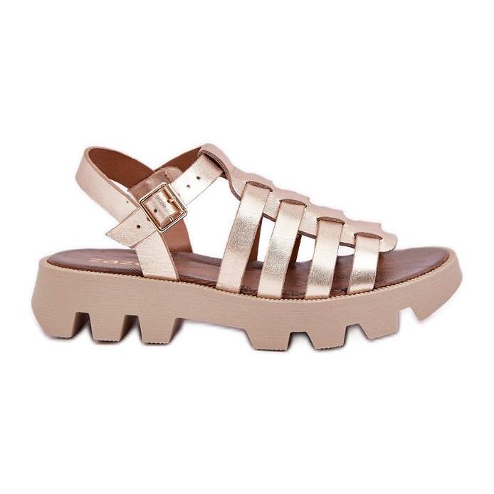 Dámské kožené sandály Zazoo 3695 PLN zlatý