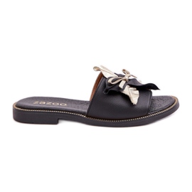 Pantofle s dekorací Natural Leather Zazoo 3574/Z černá černý