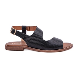Lewski Shoes Kožené sandály pro sponu s černou černou lewski 3041 černý