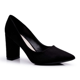 Dámská čerpadla na Black Florena Suede Post černá Dámská čerpadla na Black Florena Suede Post černá