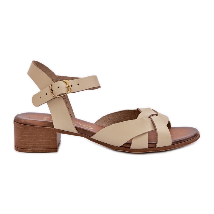 Kožené sandály s jemnou patou Zazoo 40372 Light Beige béžový