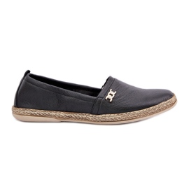 Elegantní kůže Espadrilles Dámská zazoo 10177 černá černý