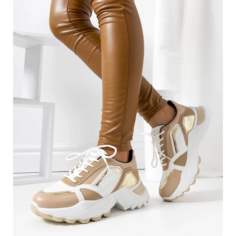 D/GMR Růžové tenisky s kovovým přízvukem Gordani béžový