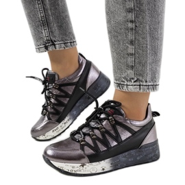 D/GMR Šedé metalické tenisky ballard šedá