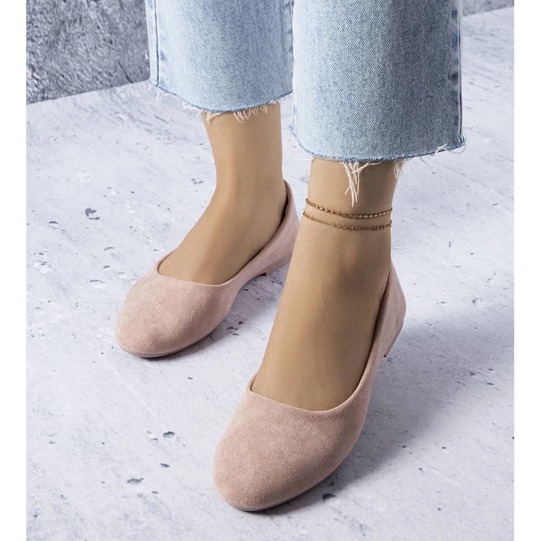 D/GMR Růžové balerínky s koženou stélkou od Lespérance růžový