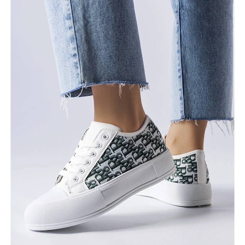 D/GMR Dámské bílé přichycené tenisky s módním markýzským vzorem bílý