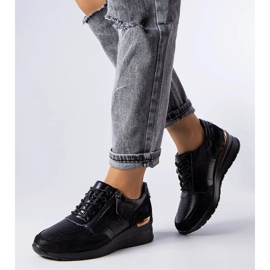 D/GMR Jazzarové černé prolamované kožené boty černá