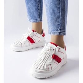 D/GMR Bílé a červené tenisky na platformě Binet červený