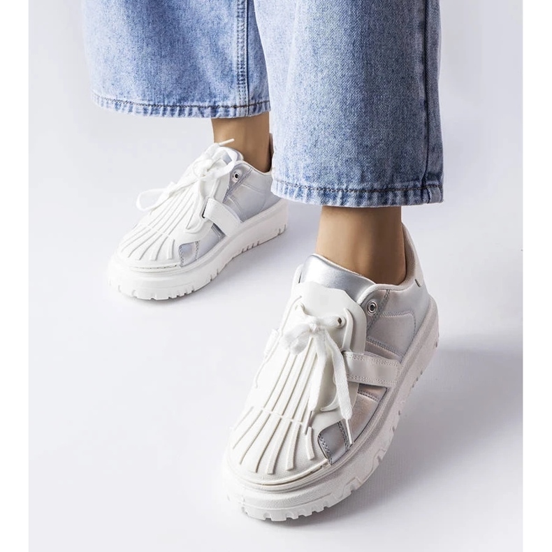 D/GMR Stříbrné tenisky na platformě Binet stříbrný