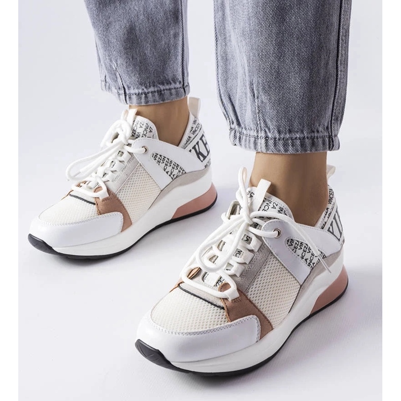 D/GMR Bílé a růžové tenisky od Vinceze bílý