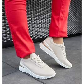 D/GMR Béžové kožené tenisky na klínku značky Federico béžový