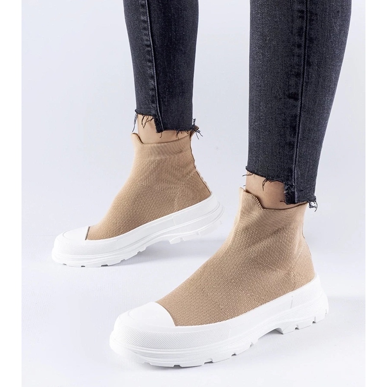 D/GMR Hnědé tenisky s elastickým svrškem od Gadbois hnědý D/GMR Hnědé tenisky s elastickým svrškem od Gadbois hnědý